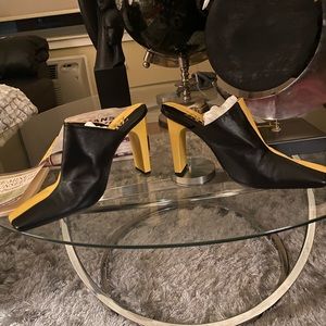 Zara color block square toe mules really cute and retro